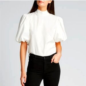 FRAME Women's Margot Puff-Sleeve Cotton Top Size S/P